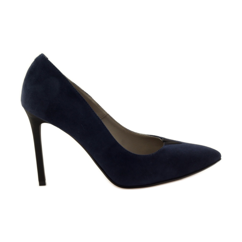 Pompe din piele Edeo pe Szpilka 3180 Navy Blue albastru
