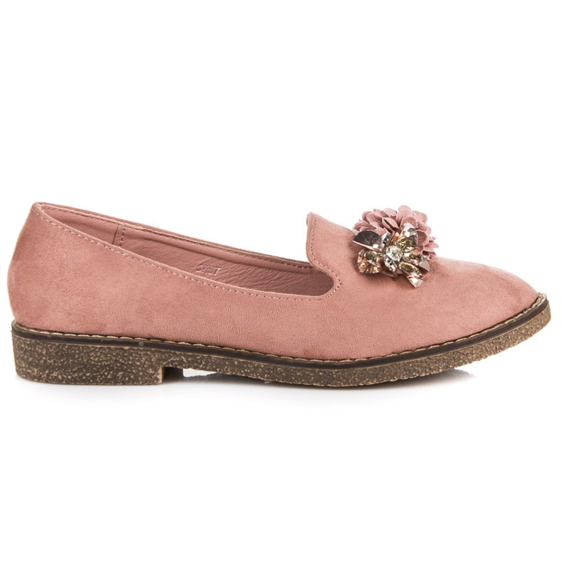 Seastar Pantofi din piele intoarsa cu ornament roz