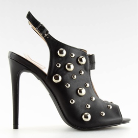Sandale negre cu crampoane negre 708-11 Negru