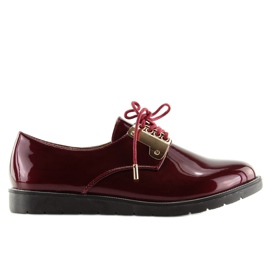 Mocasini cu șireturi Burgundy Wh-1H184 Roșu