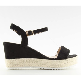 Sandale negre pe toc compensat, espadrile negre negru Sandale negre pe toc compensat, espadrile negre negru