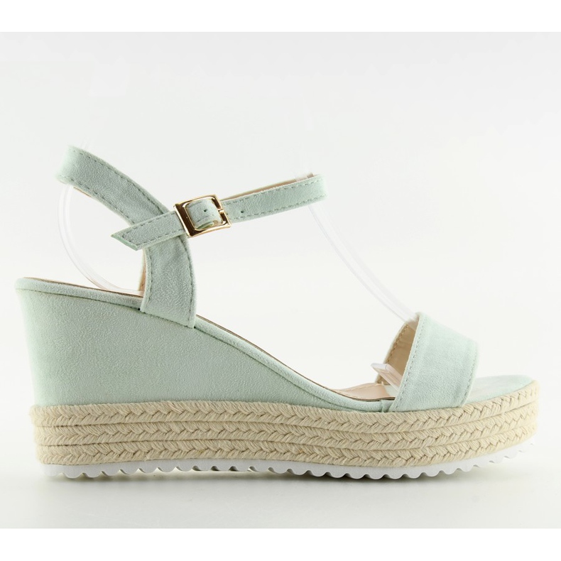 Sandale cu pană espadrile acvamarin R120P L.VERDE