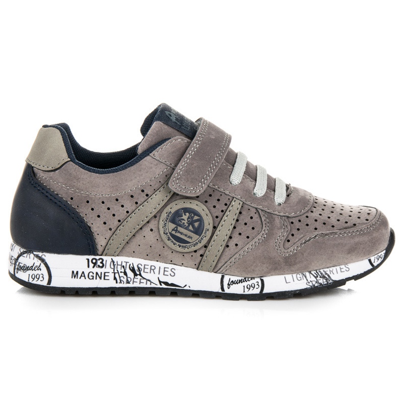 American Club Adidași cu bandă elastică și velcro gri American Club Adidași cu bandă elastică și velcro gri