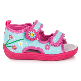 American Club Papuci cu velcro pentru copii roz albastru American Club Papuci cu velcro pentru copii roz albastru