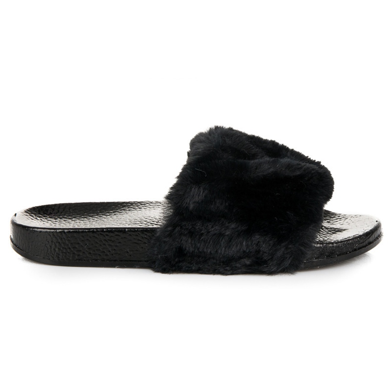 Bona Papuci de damă cu blană negru Bona Papuci de damă cu blană negru