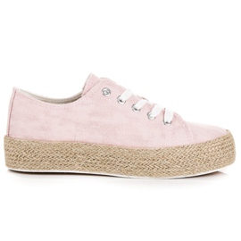 Espadrile roz pe legare