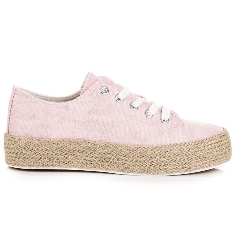 Espadrile roz pe legare
