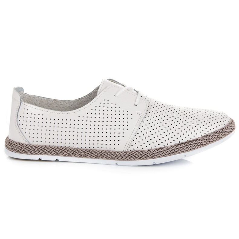 Pantofi ajurati cu legare vinceza alb