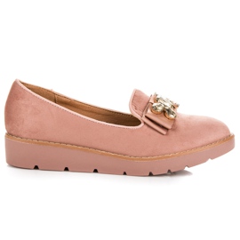 Comer Domnii din piele de căprioară cu ornament roz