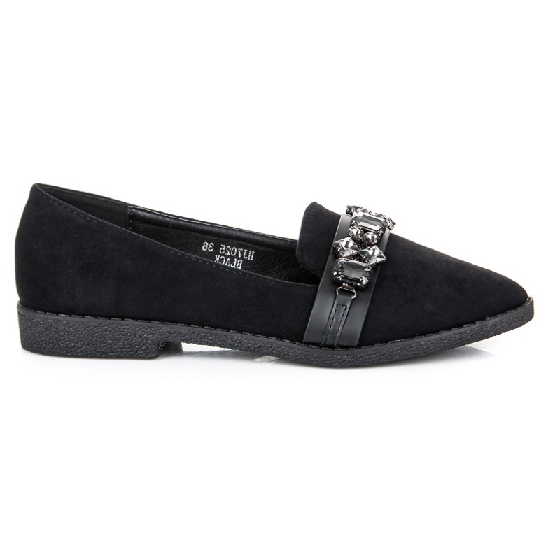 Sweet Shoes Mocasini din piele intoarsa cu cristale negru
