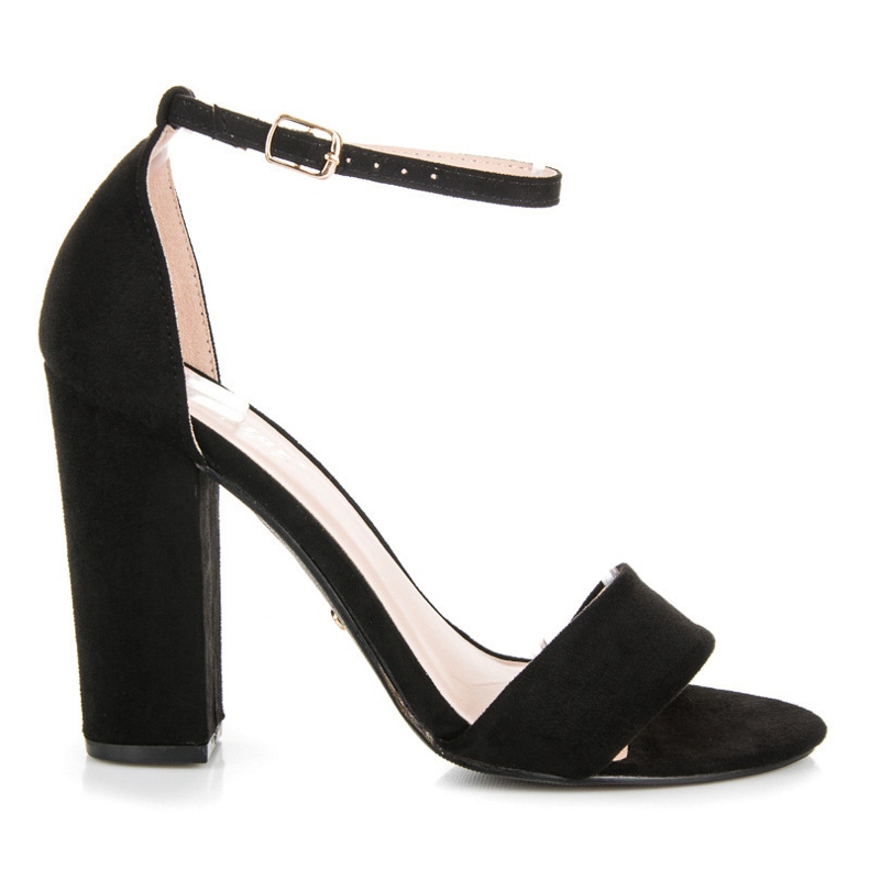 Seastar Sandale de piele intoarsa pe un post negru