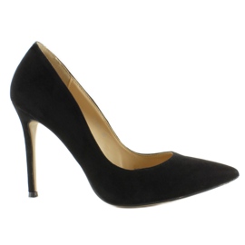 Pompe din piele intoarsa pe un toc inalt 5438 negru Ii-Gat