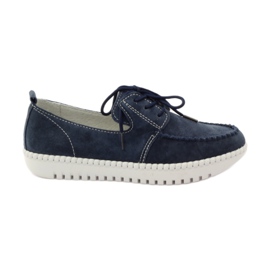 Pantofi Creepers din piele Filippo 020 albastru marin