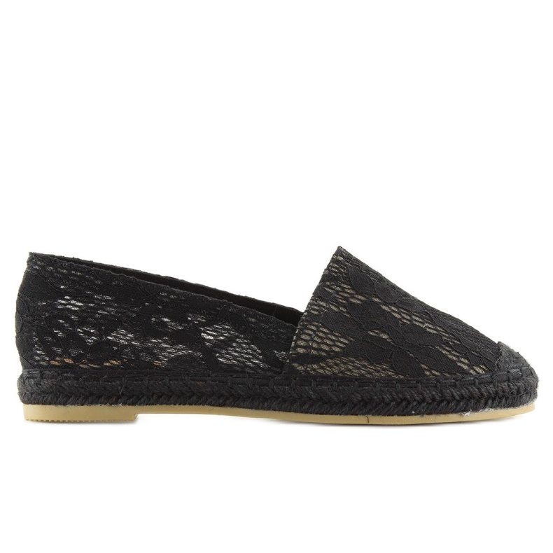 Espadrile din dantelă neagră BB15P Negru