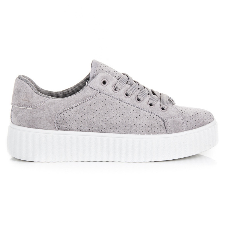 Seastar Tenisi din piele intoarsa pe platforma gri