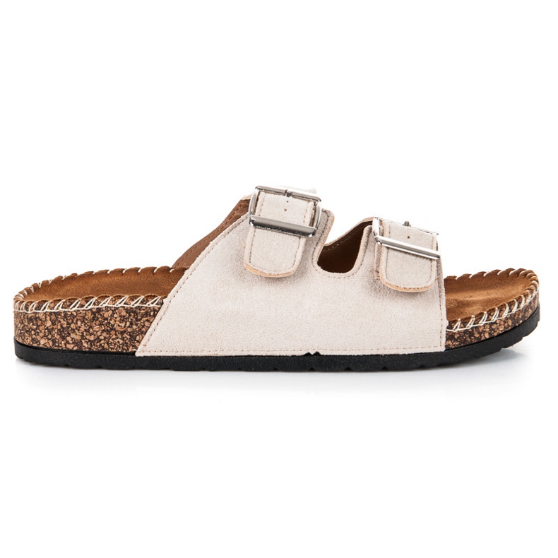 Seastar Papuci din piele intoarsa cu catarame maro