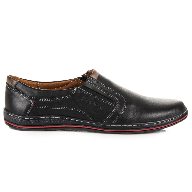 Pantofi slip-on din piele lucca negru