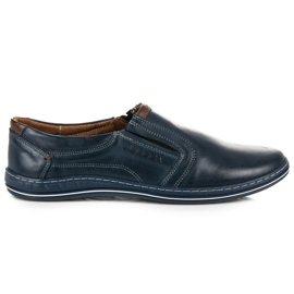 Pantofi slip-on din piele lucca albastru