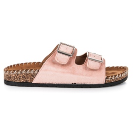 Seastar Papuci din piele intoarsa cu catarame roz Seastar Papuci din piele intoarsa cu catarame roz