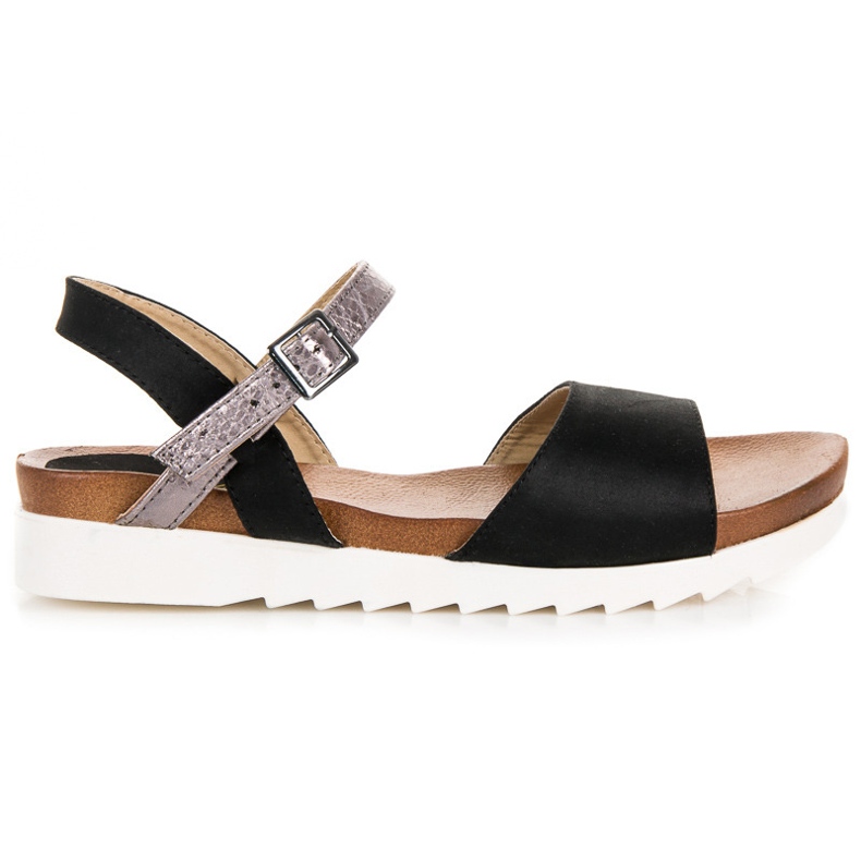 Sandale plate vinceza din piele intoarsa negru