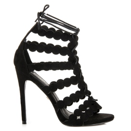Seastar Sandale legate pe toc stiletto negru Seastar Sandale legate pe toc stiletto negru