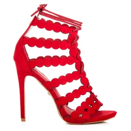 Seastar Sandale legate pe toc stiletto roșu
