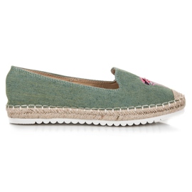 Bestelle Espadrile cu un flamingo verde Bestelle Espadrile cu un flamingo verde
