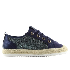 Tenisi espadrile cu dantela bleumarin B-140 DK.BLUE albastru marin