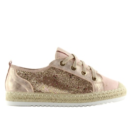 Tenisi espadrile cu dantela roz B-140 Pink