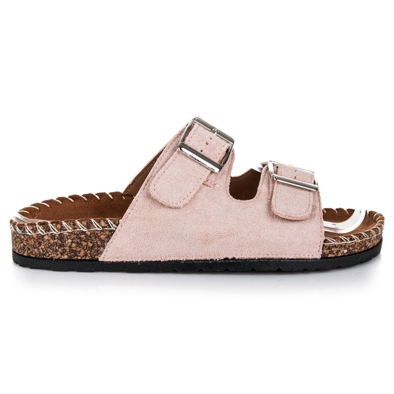 Seastar Papuci din piele intoarsa cu catarame maro