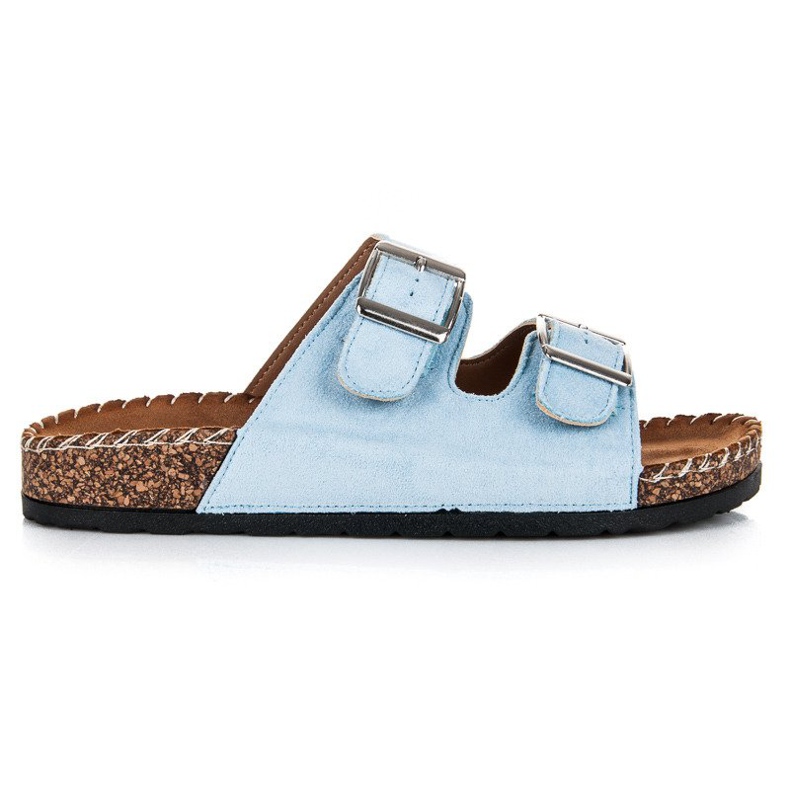 Seastar Papuci din piele intoarsa cu catarame albastru