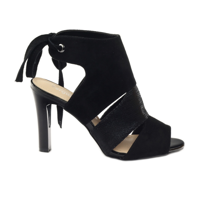 Sandale de piele intoarsa cu legat Sergio Leone 1489 negru