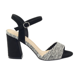 Sandale pe stâlpul Sergio Leone 820 cu dungi alb negru
