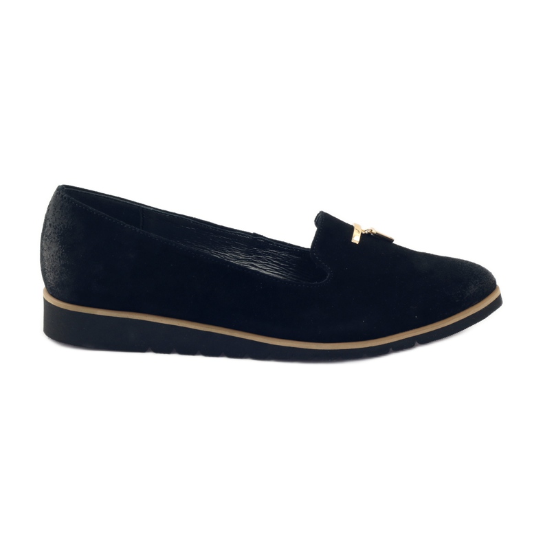 Pantofi cu ornament auriu Angello 1346 negru