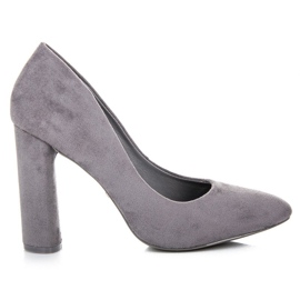 Ideal Shoes Pompe elegante pe post gri Ideal Shoes Pompe elegante pe post gri