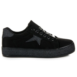 Adidasi MCKEYLOR cu sclipici negru Adidasi MCKEYLOR cu sclipici negru