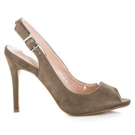 Bestelle Sandale din piele intoarsa pe toc inalt verde