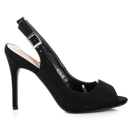 Bestelle Sandale din piele intoarsa pe toc inalt negru