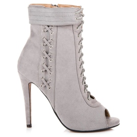 Seastar Cizme legate cu vârful deschis gri Seastar Cizme legate cu vârful deschis gri