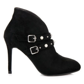 Cm Paris Botine negre cu catarame negru