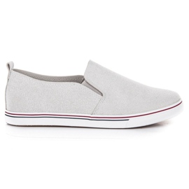 Pantofi gri din piele intoarsa