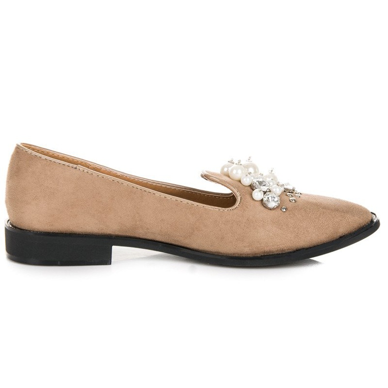 Best Shoes Lordii din piele intoarsa cu perle maro Best Shoes Lordii din piele intoarsa cu perle maro