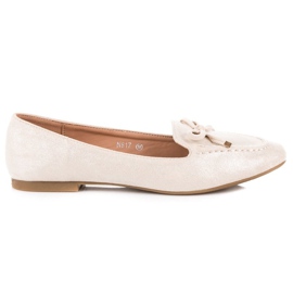 Small Swan Mocasini din piele intoarsa cu fundita bej Small Swan Mocasini din piele intoarsa cu fundita bej