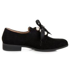 Bestelle Pantofi din piele intoarsa cu perle negru