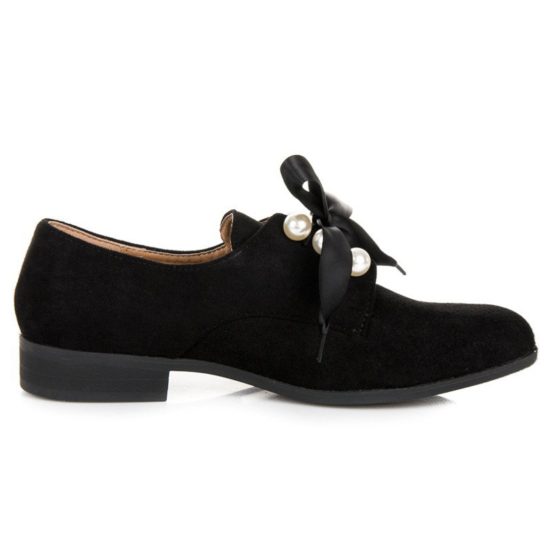 Bestelle Pantofi din piele intoarsa cu perle negru