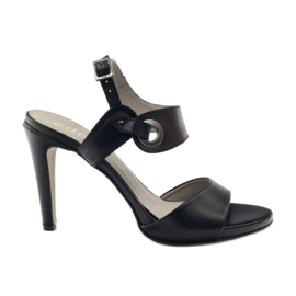 Sandale din piele pe toc Edeo 3208 negru
