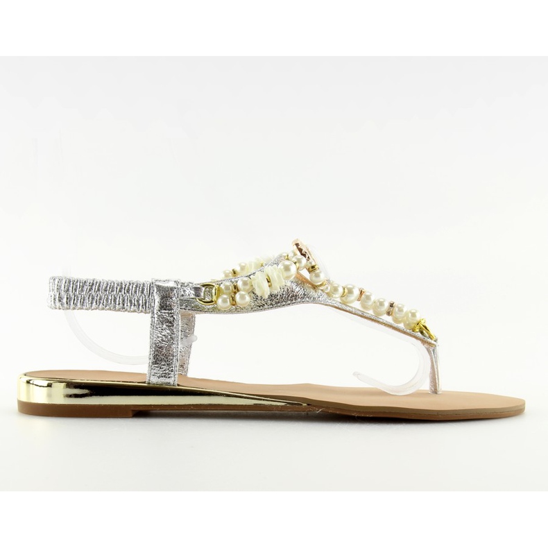 Sandale argintii cu perle argintiu D580 gri Sandale argintii cu perle argintiu D580 gri