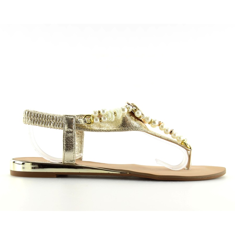 Sandale cu perle aurii D580 gold gri Sandale cu perle aurii D580 gold gri