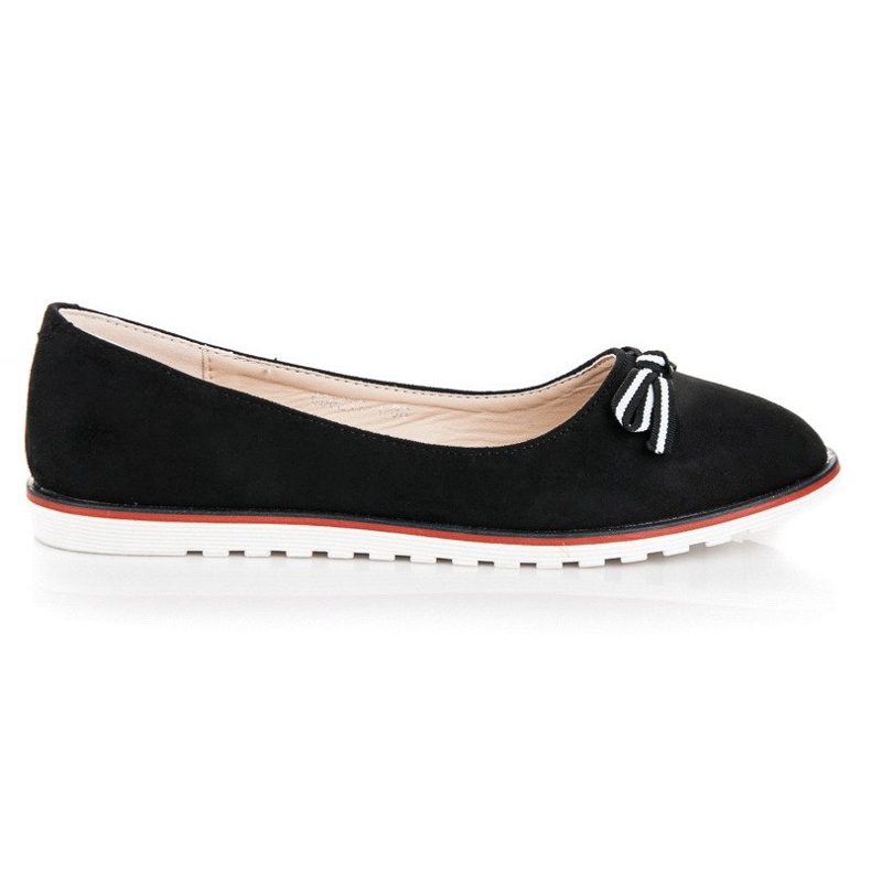 Balerini din piele de căprioară negru