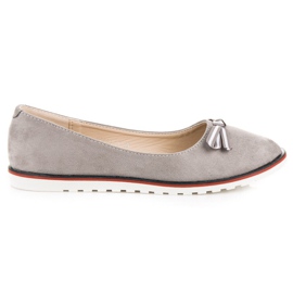 Balerini din piele de căprioară gri